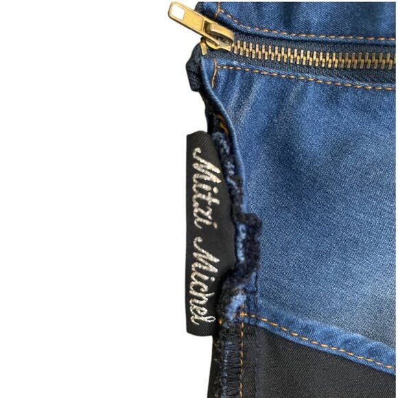 Mitzi Michel Open Back Flared Leg Stretch Denim Jumpsuit Women's Small - Picture 9 of 16